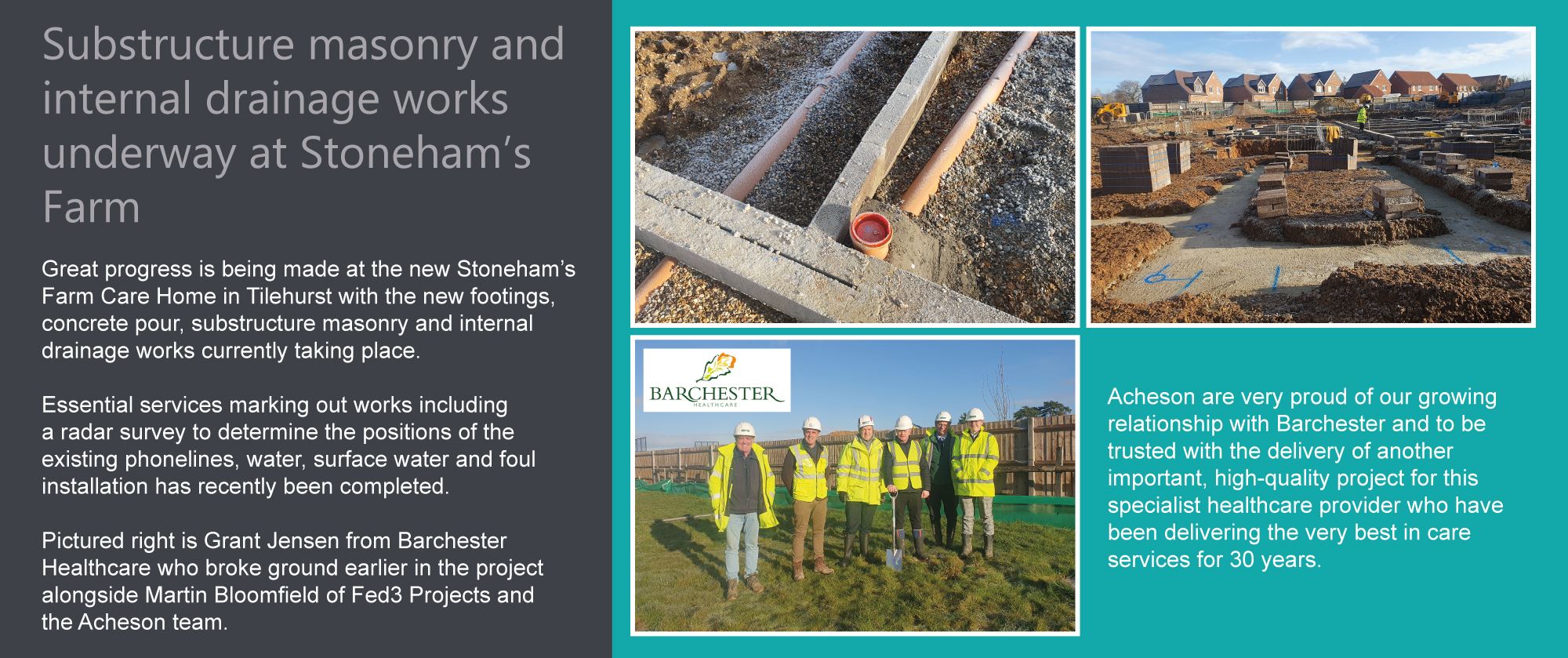 Substructure masonry and internal drainage works underway at Stoneham's ...